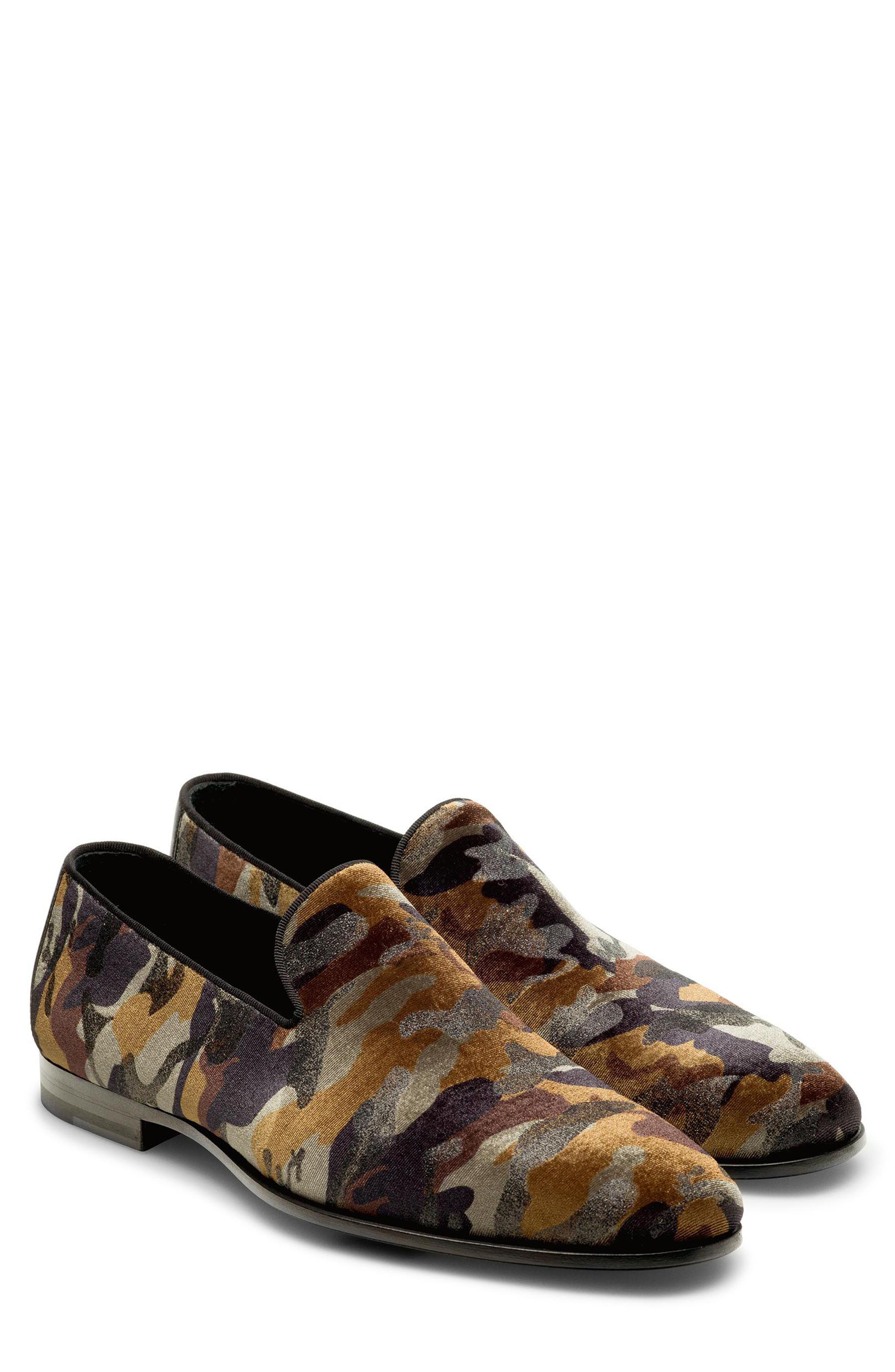 Magnanni Jareth Camo Velvet Loafer, Main, color, 