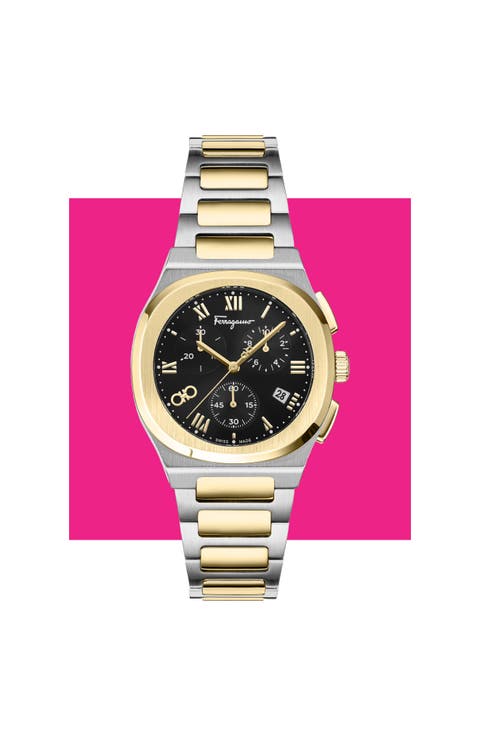 Elliptical Two-Tone Bracelet Strap Chronograph Watch, 38mm