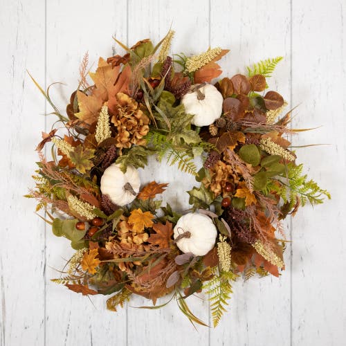 Northlight Pumpkins And Leaves Artificial Fall Harvest Wreath In Multi