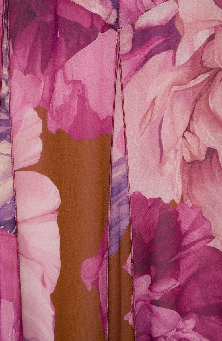 MANGO Floral Print Sleeveless Godet Maxi Dress, Alternate, color, Purple