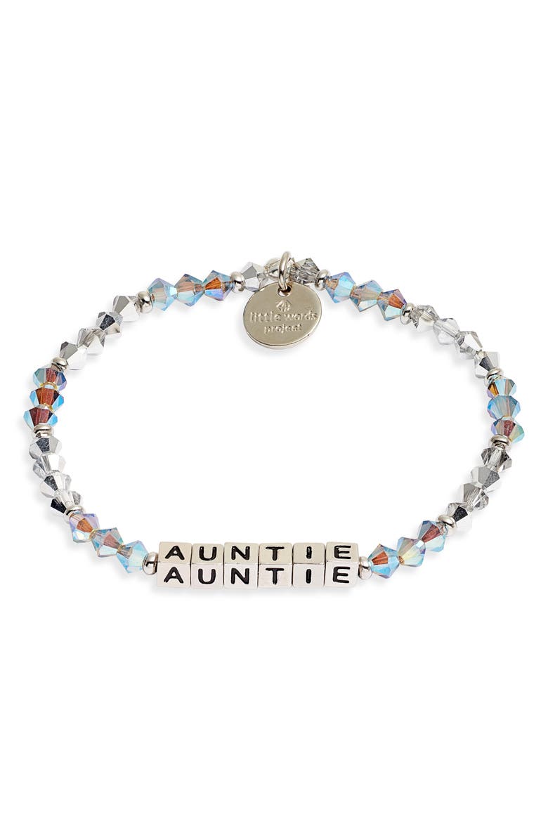 Little Words Project Auntie Beaded Stretch Bracelet, Main, color, 