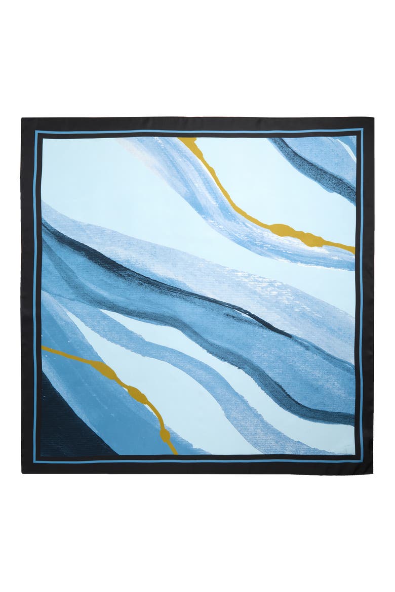 Printed Square Silk Scarf, Alternate, color, BLUE WATERCOLOR