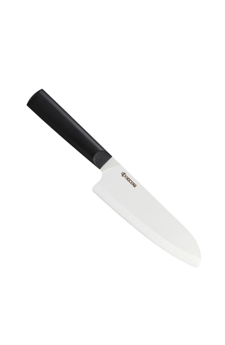 Kyocera INNOVATIONwhite<sup>®</sup> 6-Inch Ceramic Santoku Chef's Knife, White Blade with Non-Slip Black Handle, Main, color, White