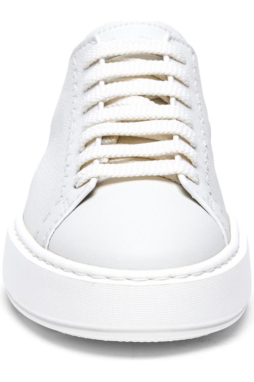 Santoni Pebbled Leather Low-top Sneakers In White