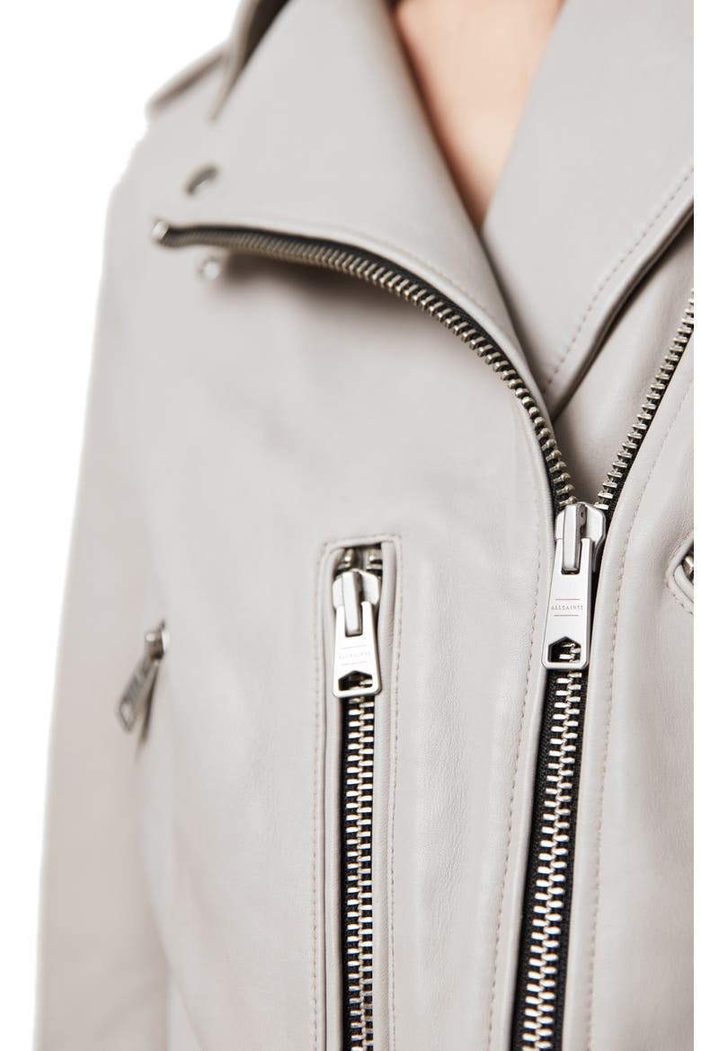Balfern Leather Biker Jacket, Alternate, color, CEMENT GREY
