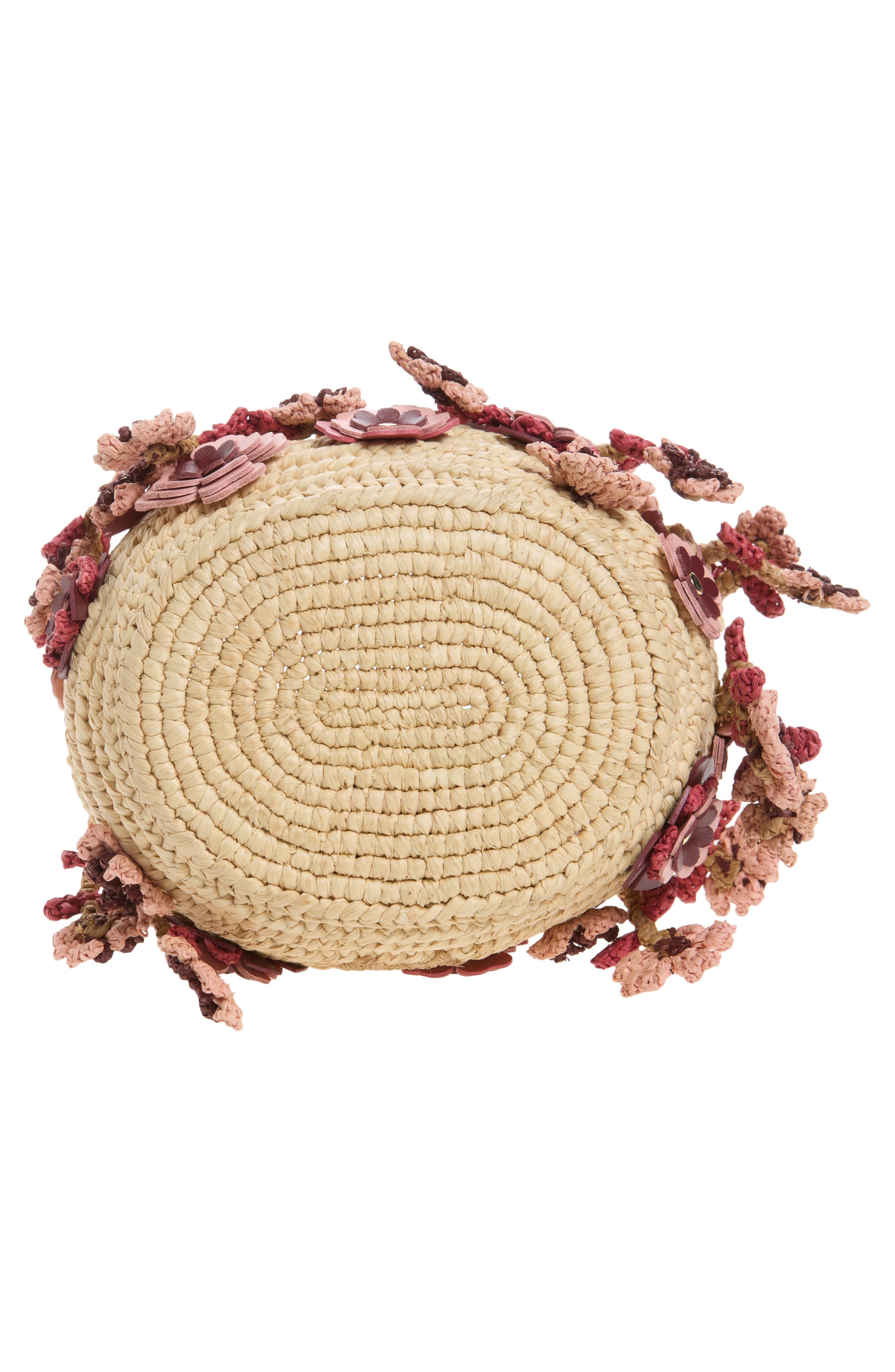 Blossom Creature Crochet Raffia Crossbody Bag, Alternate, color, NATURAL/ PINK