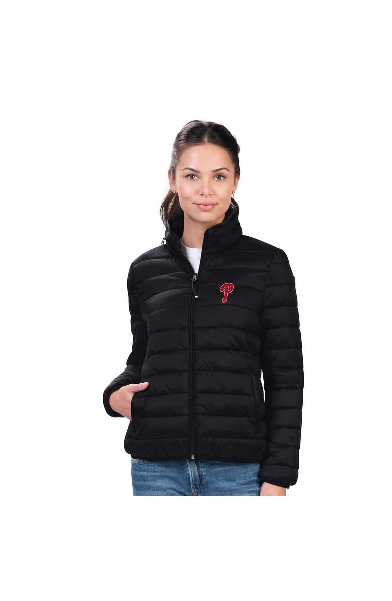 G-III 4HER BY CARL BANKS Women's G-III 4Her by Carl Banks Black Philadelphia Phillies Pillow Full-Zip Jacket, Main, color, Black