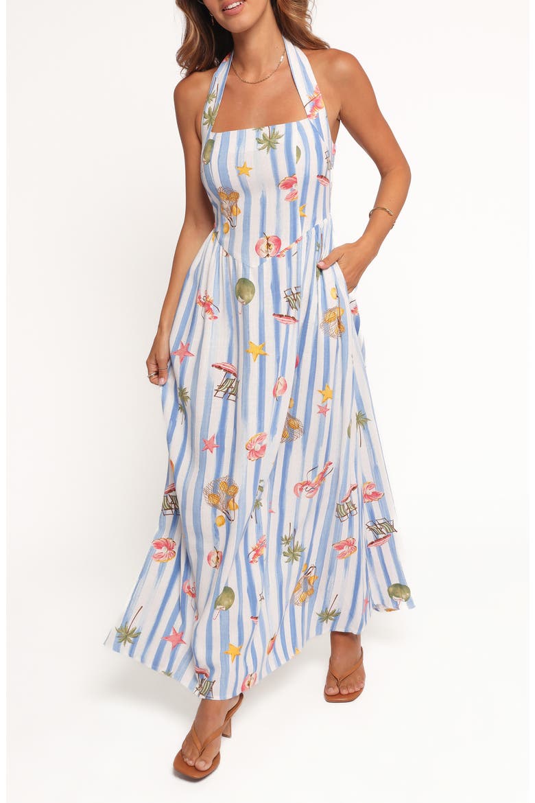 Kiera Print Halter Maxi Dress, Main, color, ESME