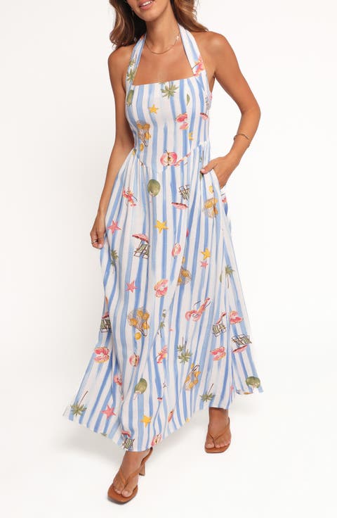 Kiera Print Halter Maxi Dress