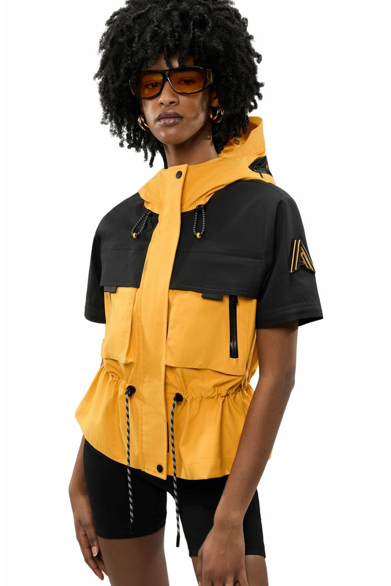 Women's Marmande Short Windbreaker with Removable Sleeves and Branded Extendable Hood, Alternate, color, Solar Yellow