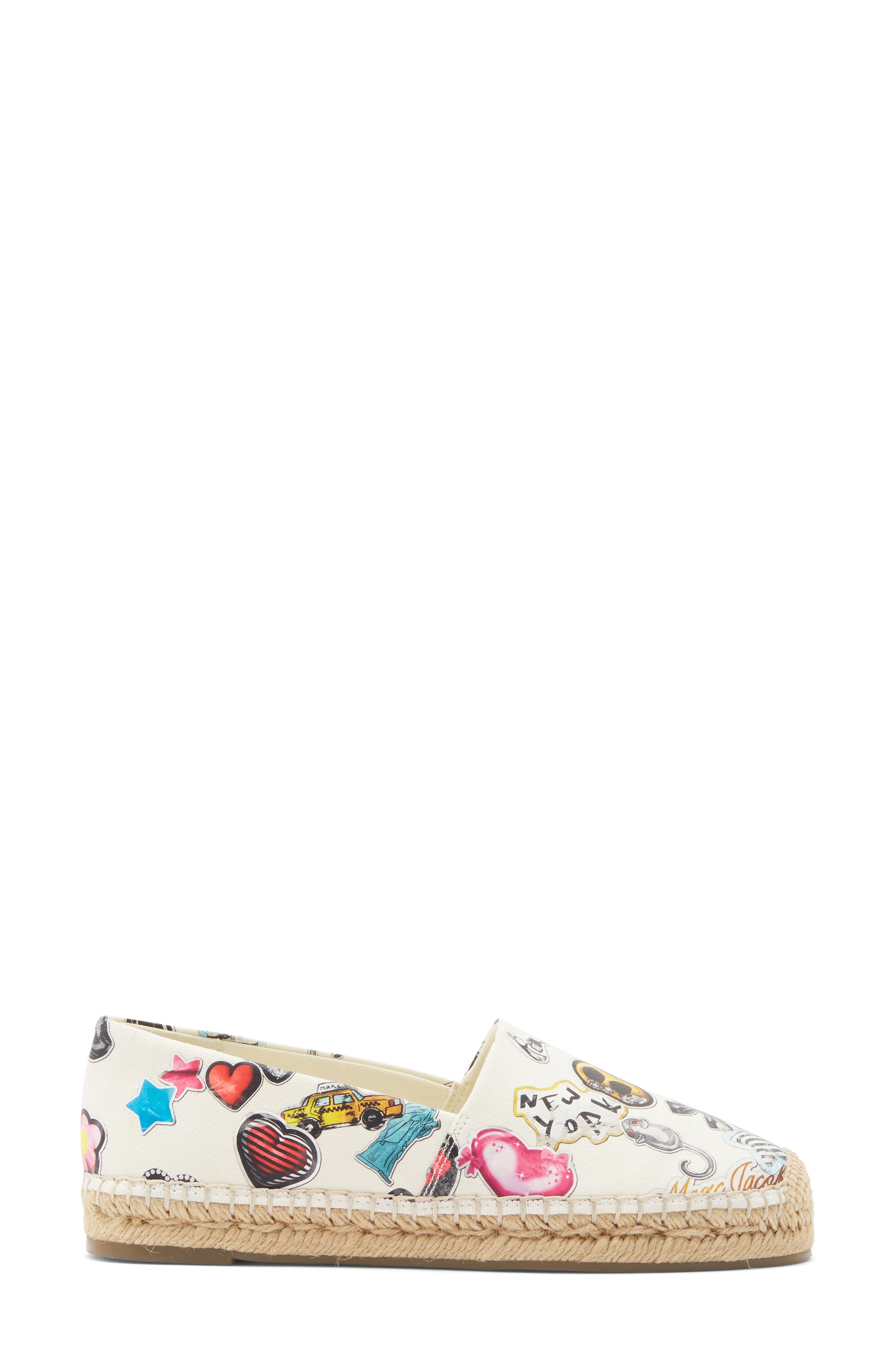 Marc Jacobs The Sticker Print Espadrille Flat, Alternate, color, White Multi