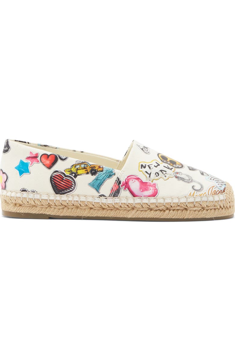Marc Jacobs The Sticker Print Espadrille Flat, Alternate, color, White Multi