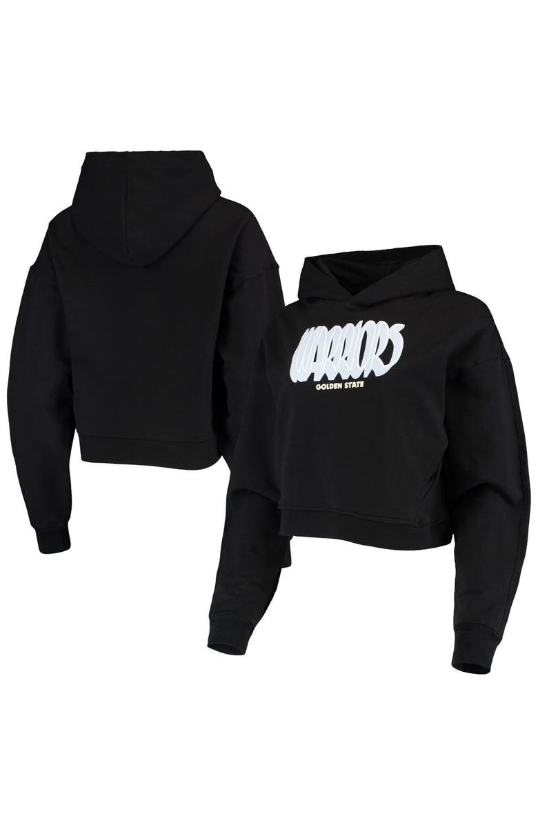 LUSSO Women's Lusso Black Golden State Warriors Layla World Tour Cropped Pullover Hoodie, Alternate, color, Black