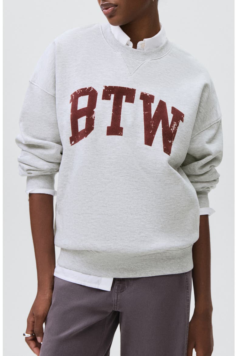 Oversize Flocked Graphic Sweatshirt, Main, color, LIGHT HEATHER GREY