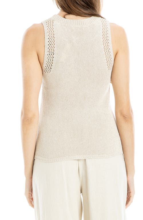Max Studio Pointelle Stitch Crocheted Tank In Oyster