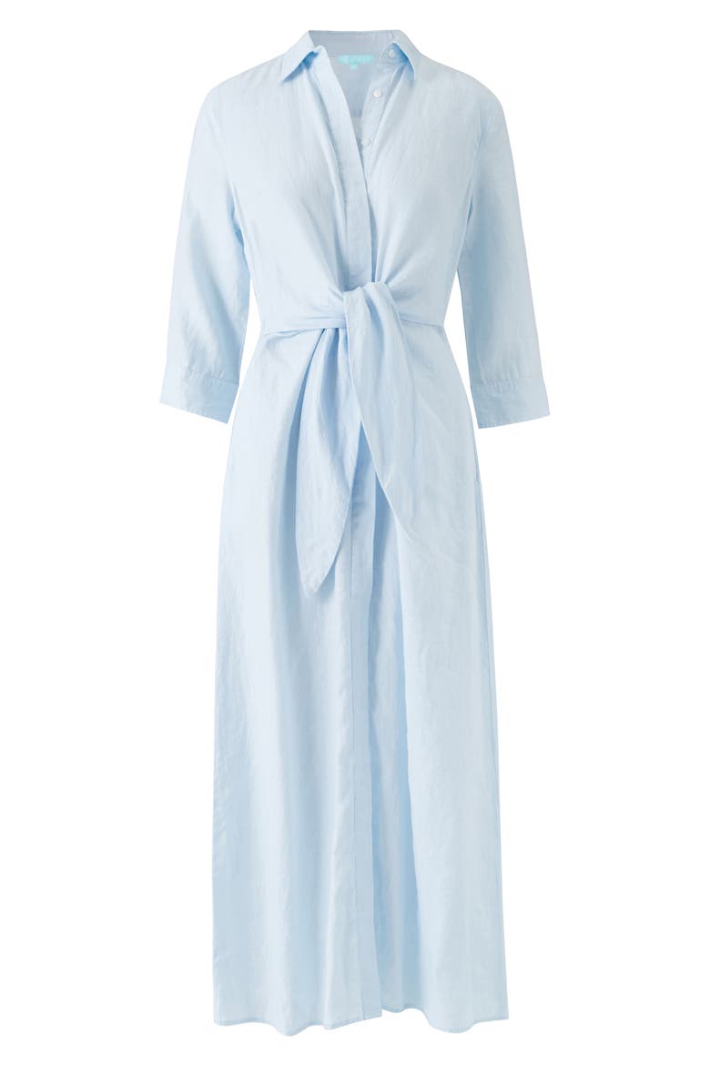 Gillian Linen Tie Front Cover-Up Maxi Shirtdress, Alternate, color, BREEZE