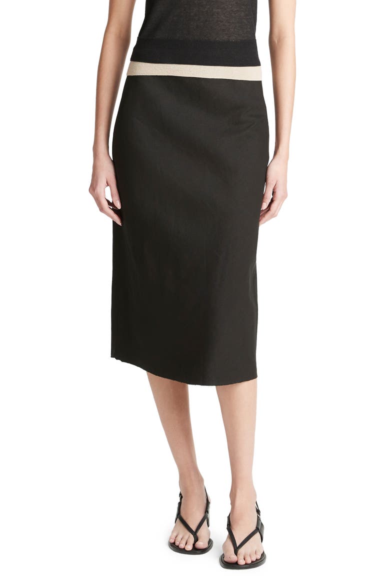 Easy Linen Blend Slip Skirt, Main, color, BLACK