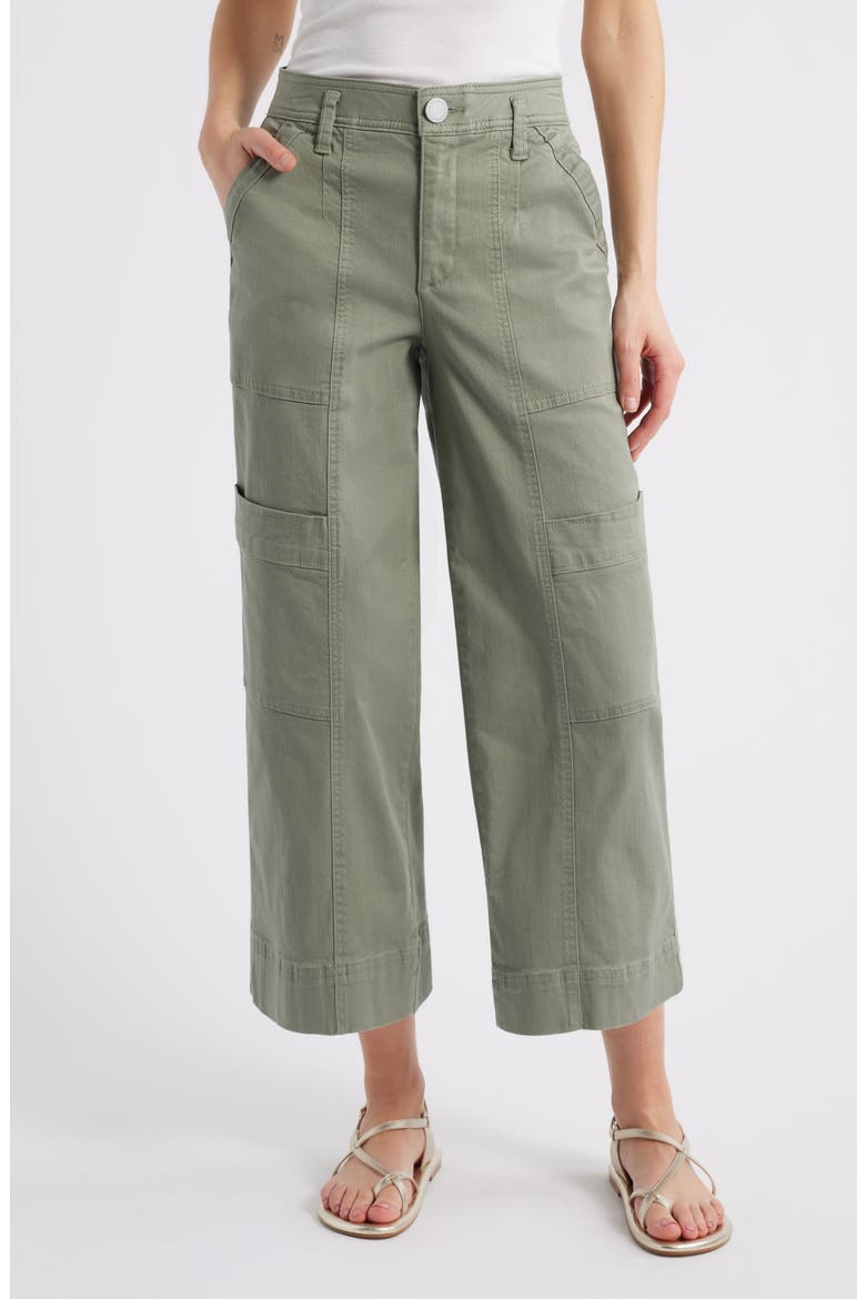 Skyrise Cotton Crop Wide Leg Utility Pants, Main, color, DEEP SEAGRASS