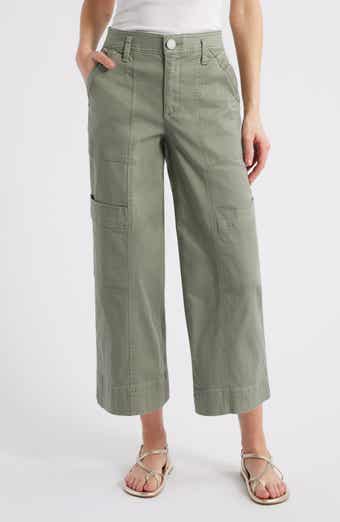 Skyrise Cotton Crop Wide Leg Utility Pants