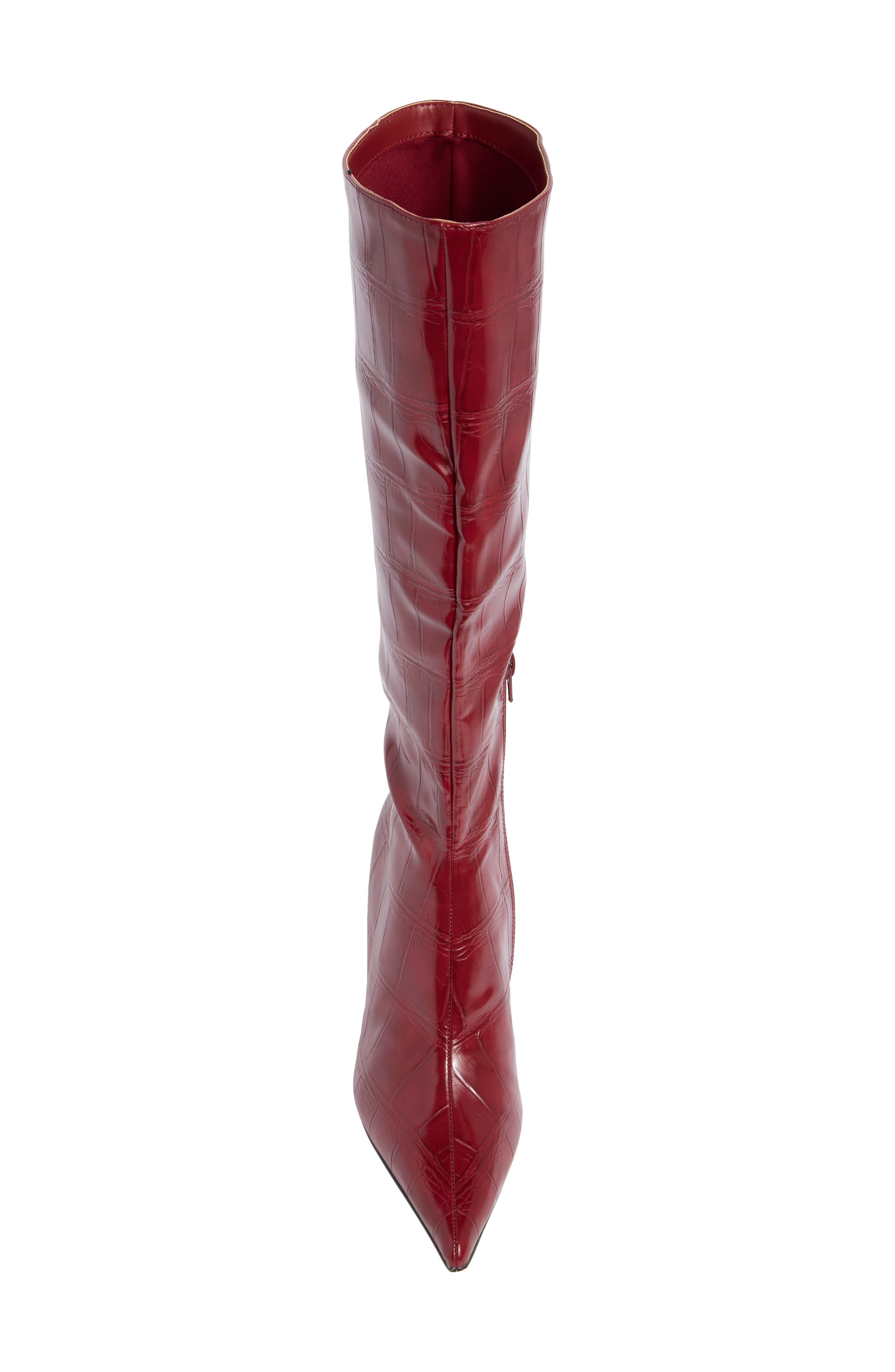 Pallmer Croc Embossed Faux Leather Boot, Alternate, color, RED CROCO