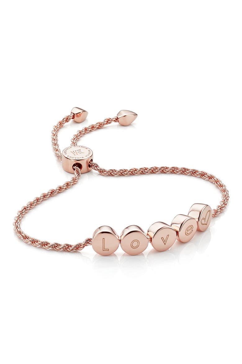 Linear Bead Friendship Bracelet, Alternate, color, ROSE GOLD