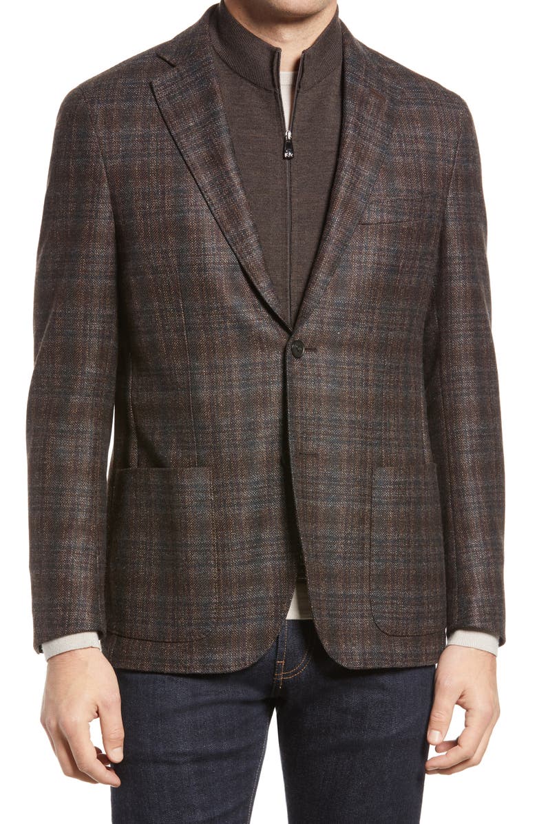 Corneliani Men's ID Plaid Virgin Wool Car Coat, Main, color,