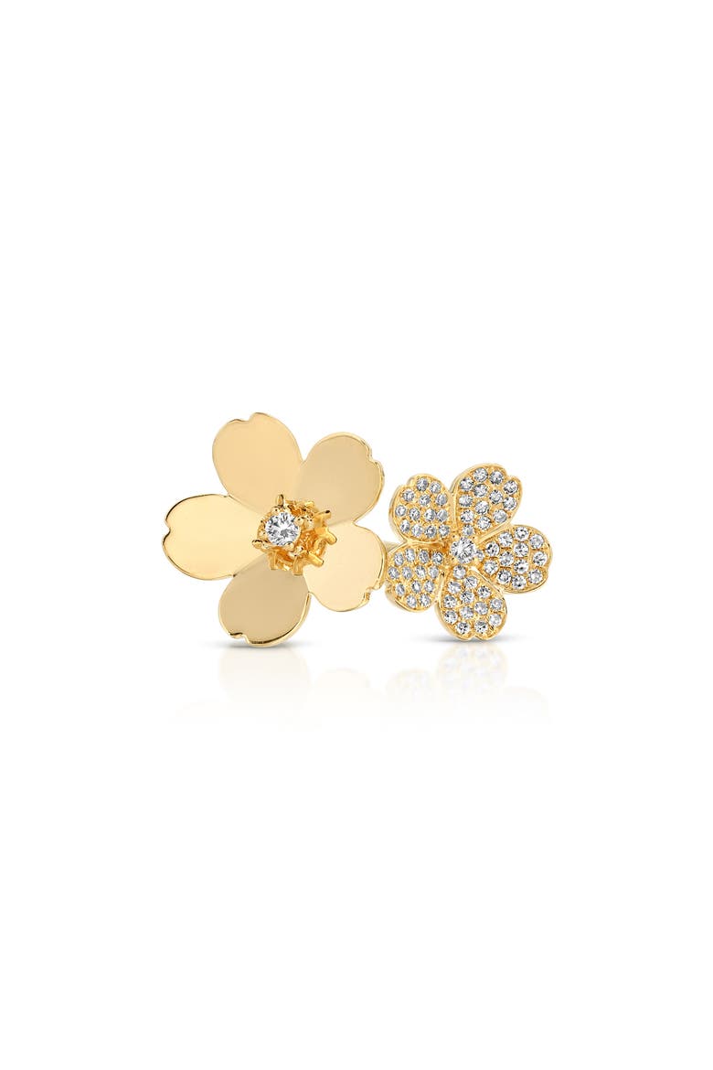 Double Cherry Blossom Diamond Pavé Ring, Alternate, color, 14K YELLOW GOLD
