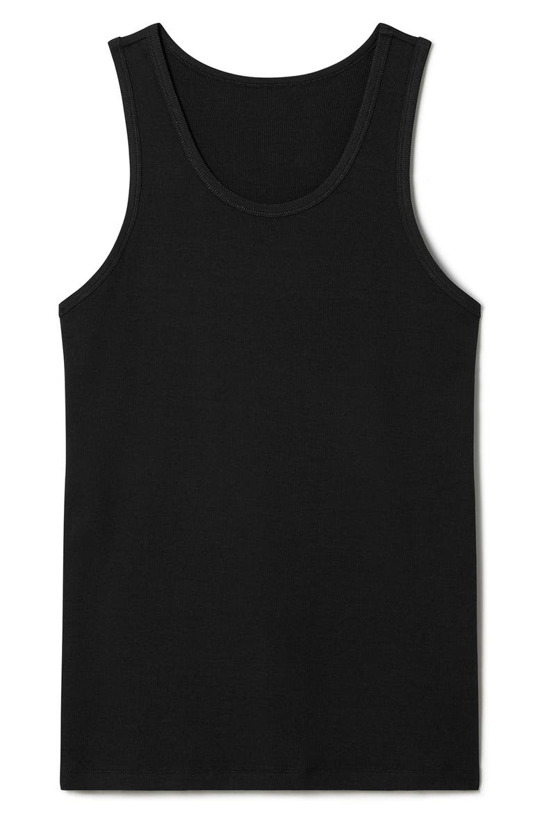 Men's Cool Stretch Cotton 3-Pack Rib Tanks, Main, color, BLACK