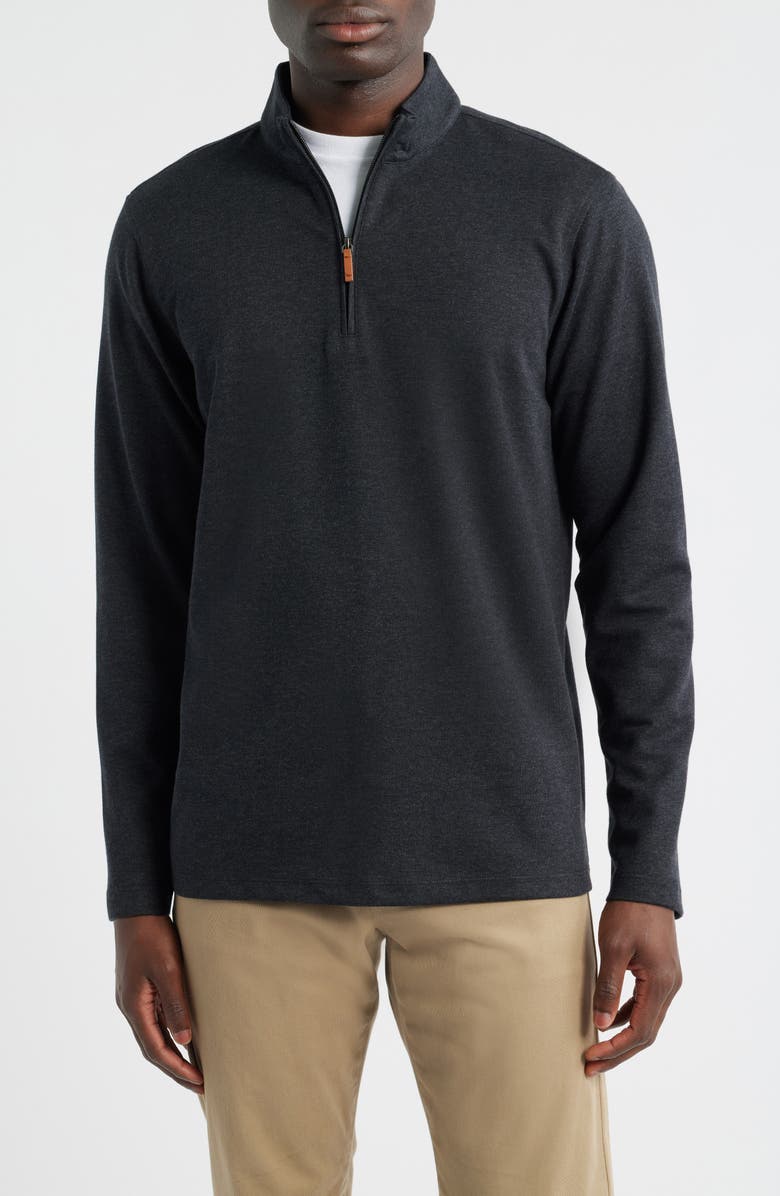 Mizzen+Main KPI Quarter Zip Pullover, Main, color, Black Heather