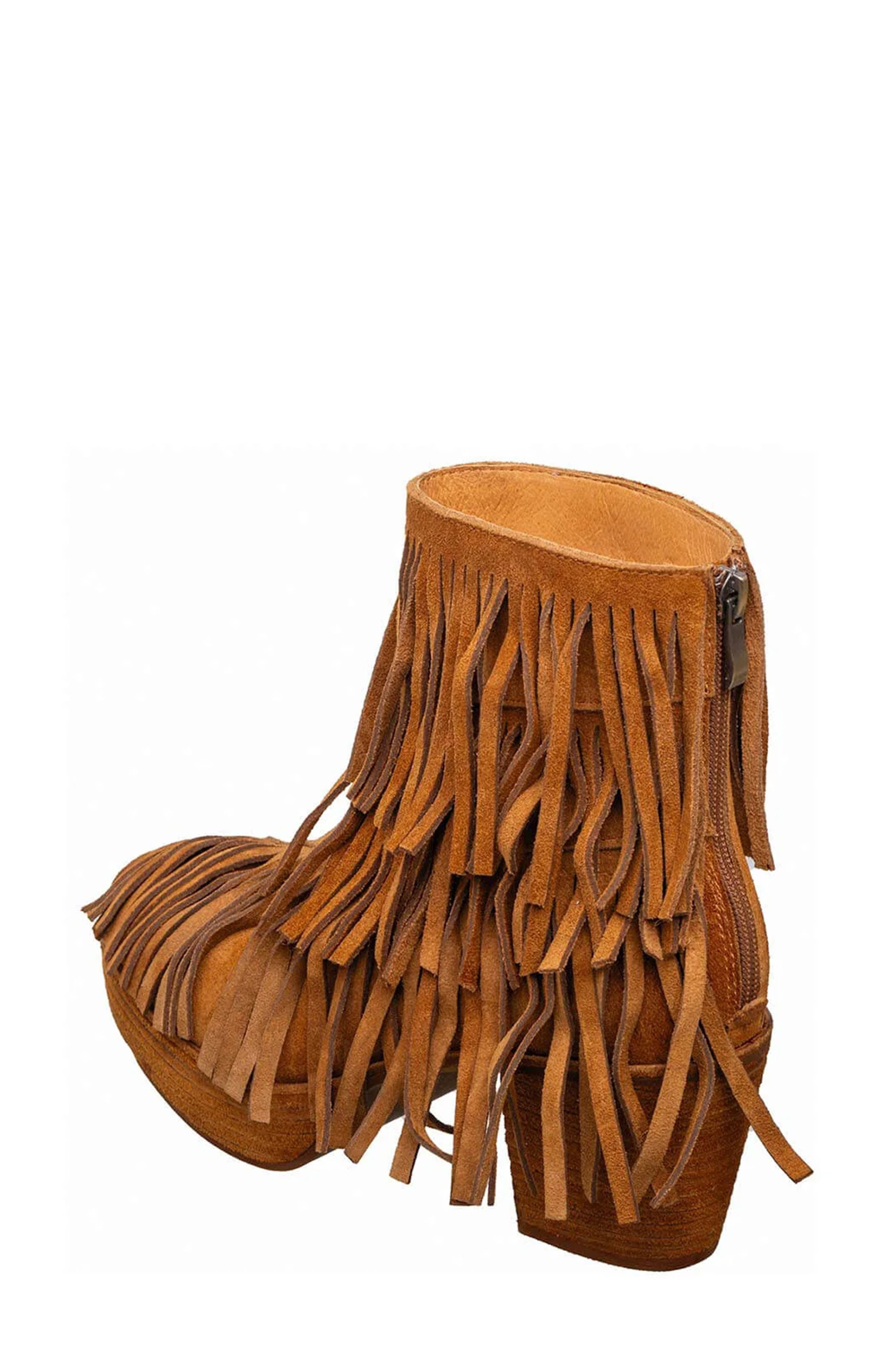 ANTELOPE Ember Fringed Suede Boot, Alternate, color, Cognac