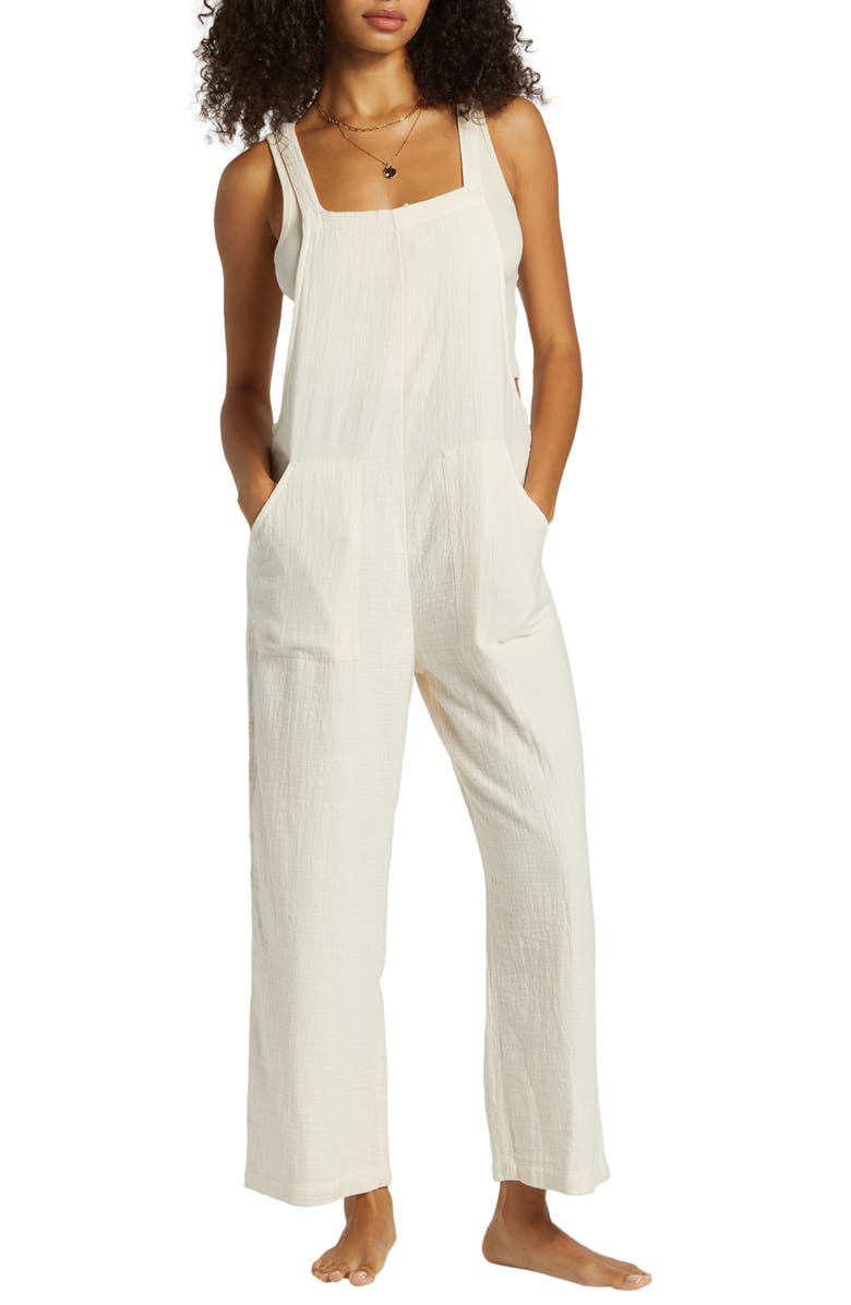 Billabong Pacific Time Cotton Gauze Jumpsuit, Main, color, White Cap