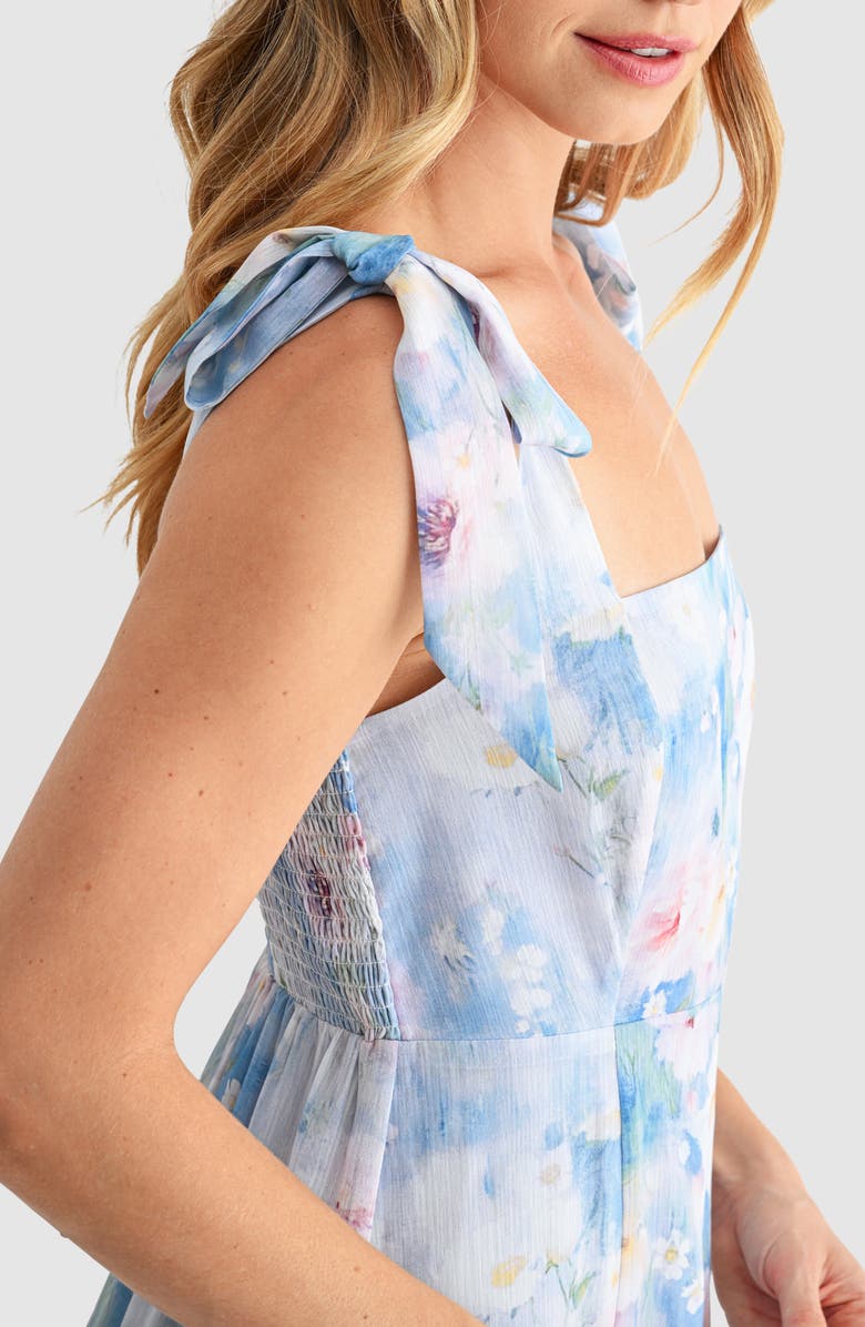 Lush Tie Shoulder Front Slit Midi Dress, Alternate, color, 