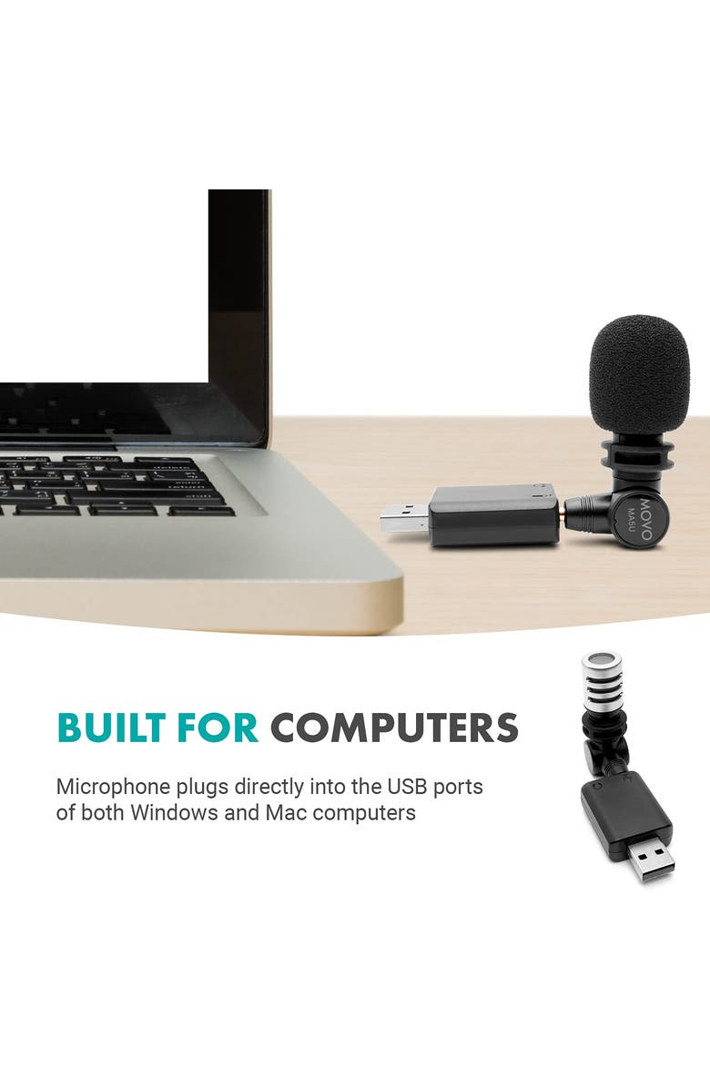 MOVO MA5U Pocket Audio Microphone - USB Compatible, Alternate, color, Black