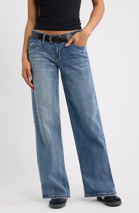 Britney High Waist Belted Wide Leg Jeans