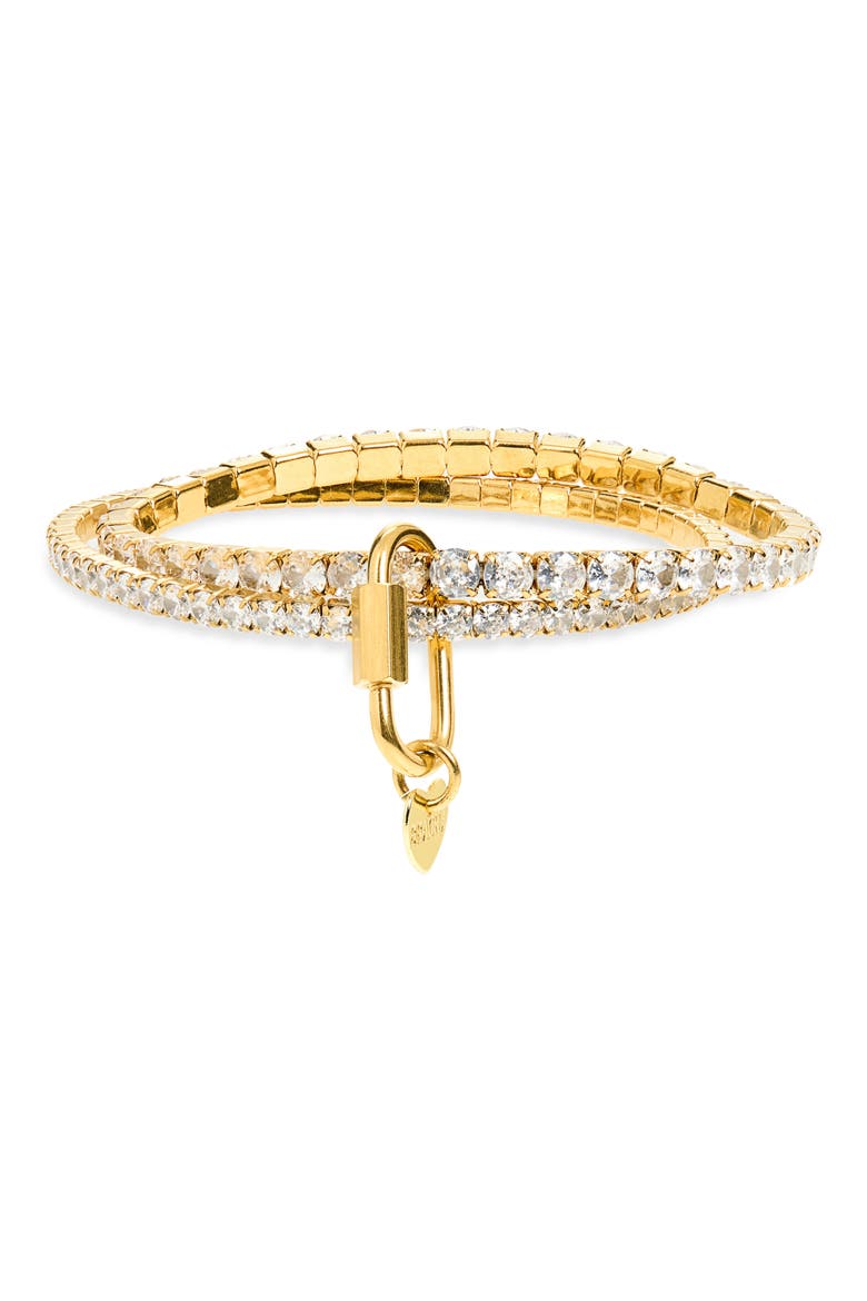 Elara Cubic Zirconia Stretch Bracelet, Main, color, GOLD
