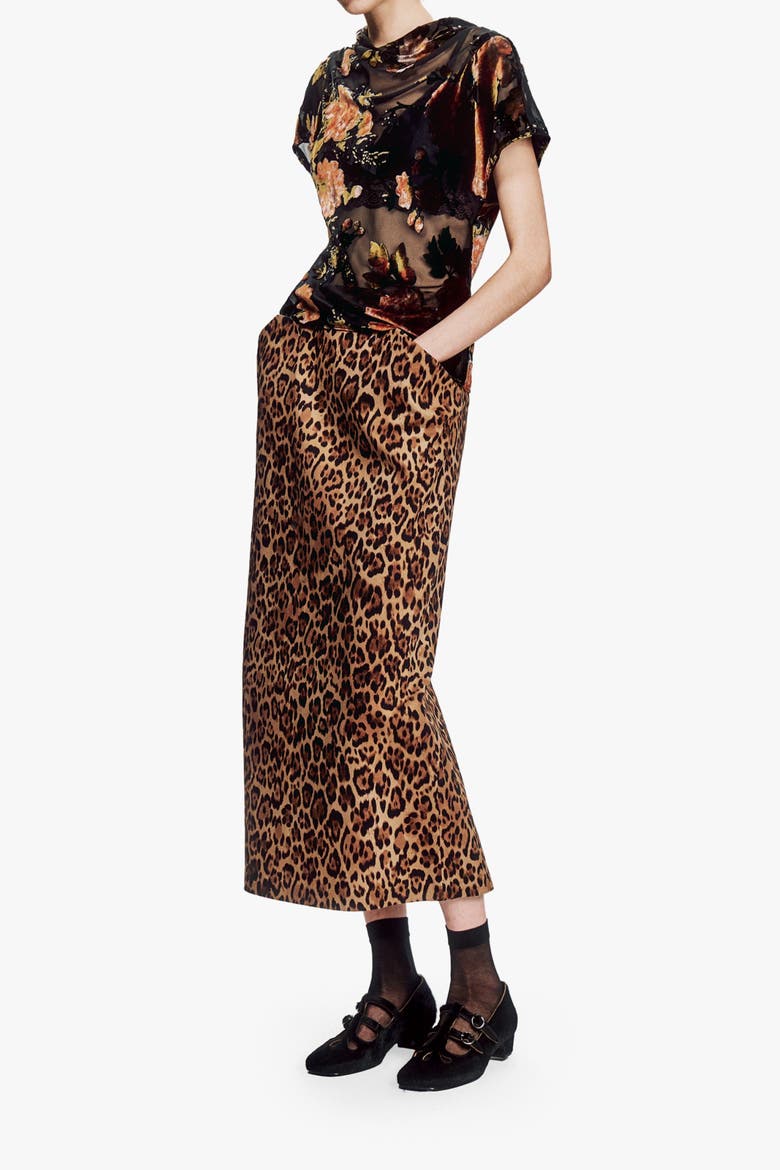 Leopard Denim Skirt, Alternate, color, HONEY MULTI