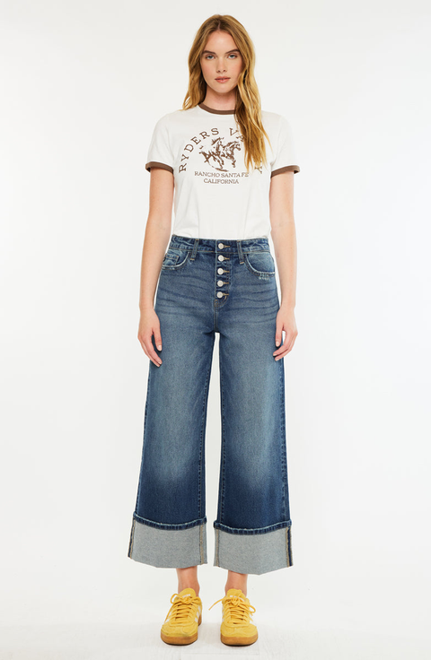 Collie Ultra High Rise Cropped Wide Leg Jeans