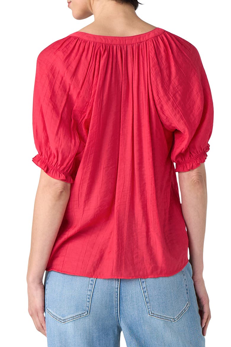 Crinkled Puff Sleeve Top, Alternate, color, CHERRY ROSE