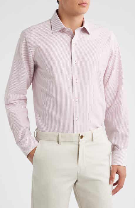 Trim Fit Stripe Cotton Oxford Cloth Dress Shirt
