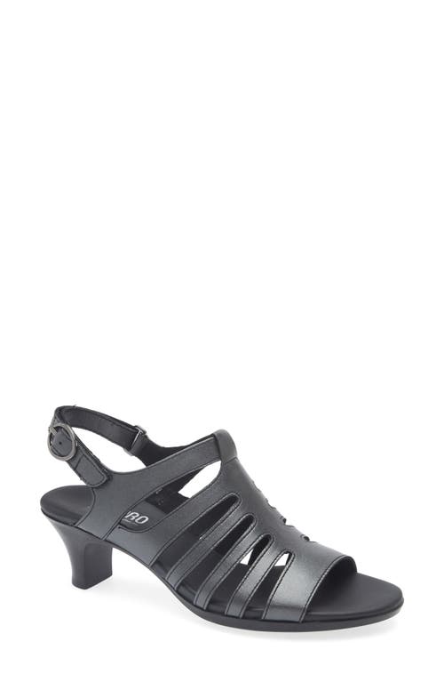Munro Lanna Kitten Heel Slingback Sandal In Black Metallic Calf Leather