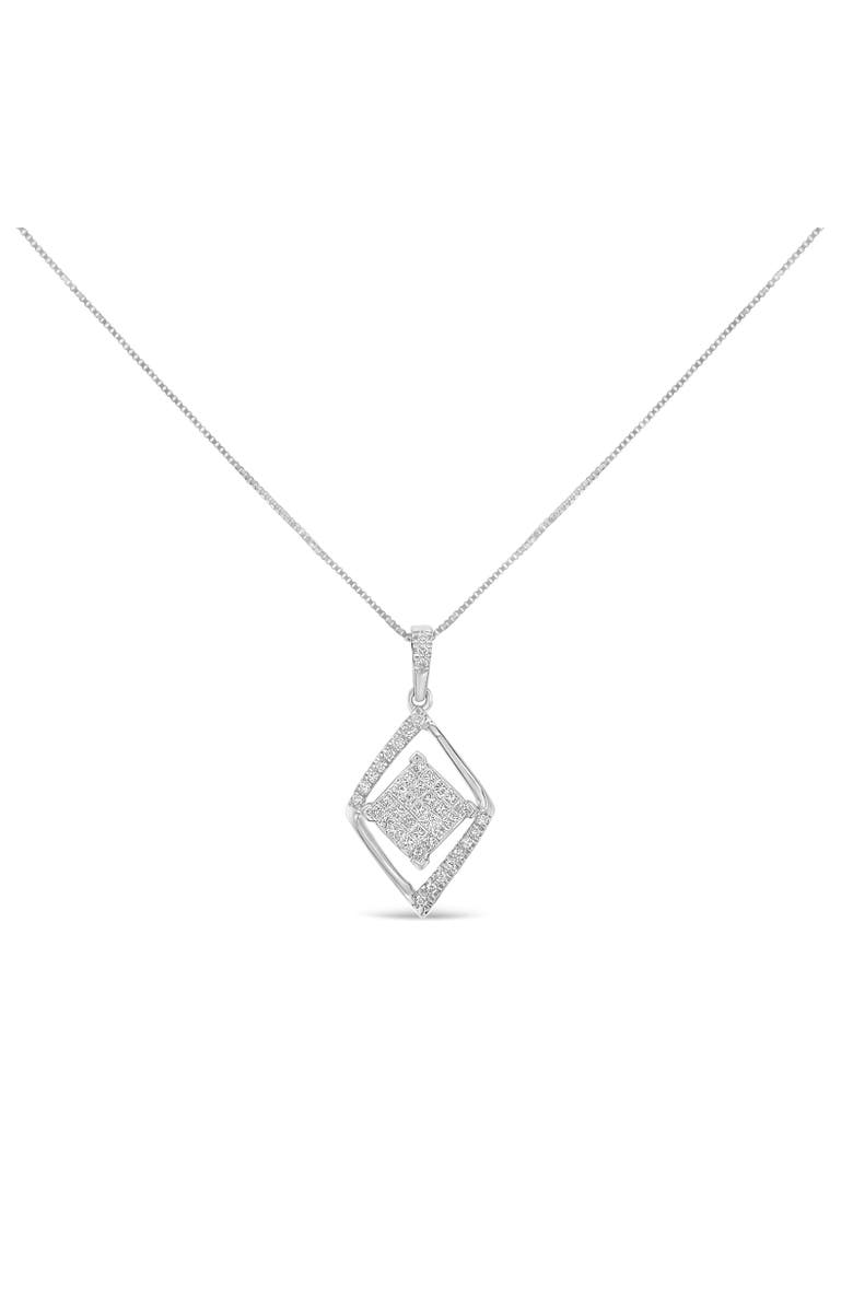 Haus of Brilliance 10k White Gold 1/3 Cttw Diamond Double Triangle 18" Pendant Necklace, Alternate, color, White