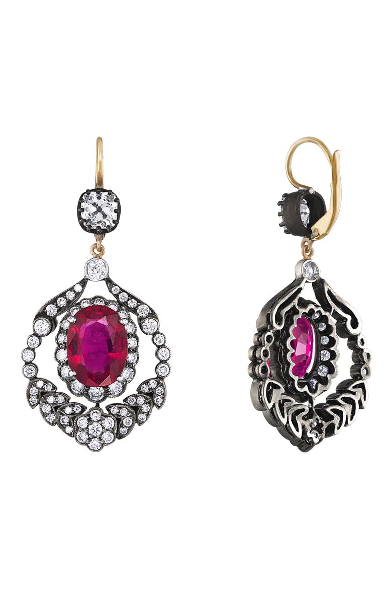 Cherry Blossom Chandelier Drop Earrings, Main, color, GOLD/ SILVER/ MIXED STONES