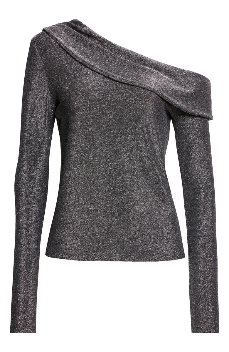 Ramy Brook Carrie Metallic One-Shoulder Top, Alternate, color, Silver Knit