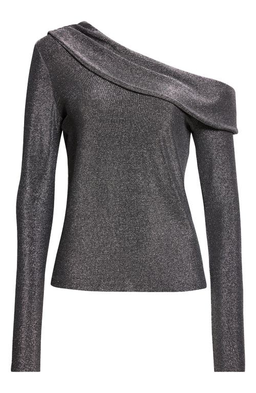 Ramy Brook Carrie Sparkle Knit Off-the-shoulder Top In Gray