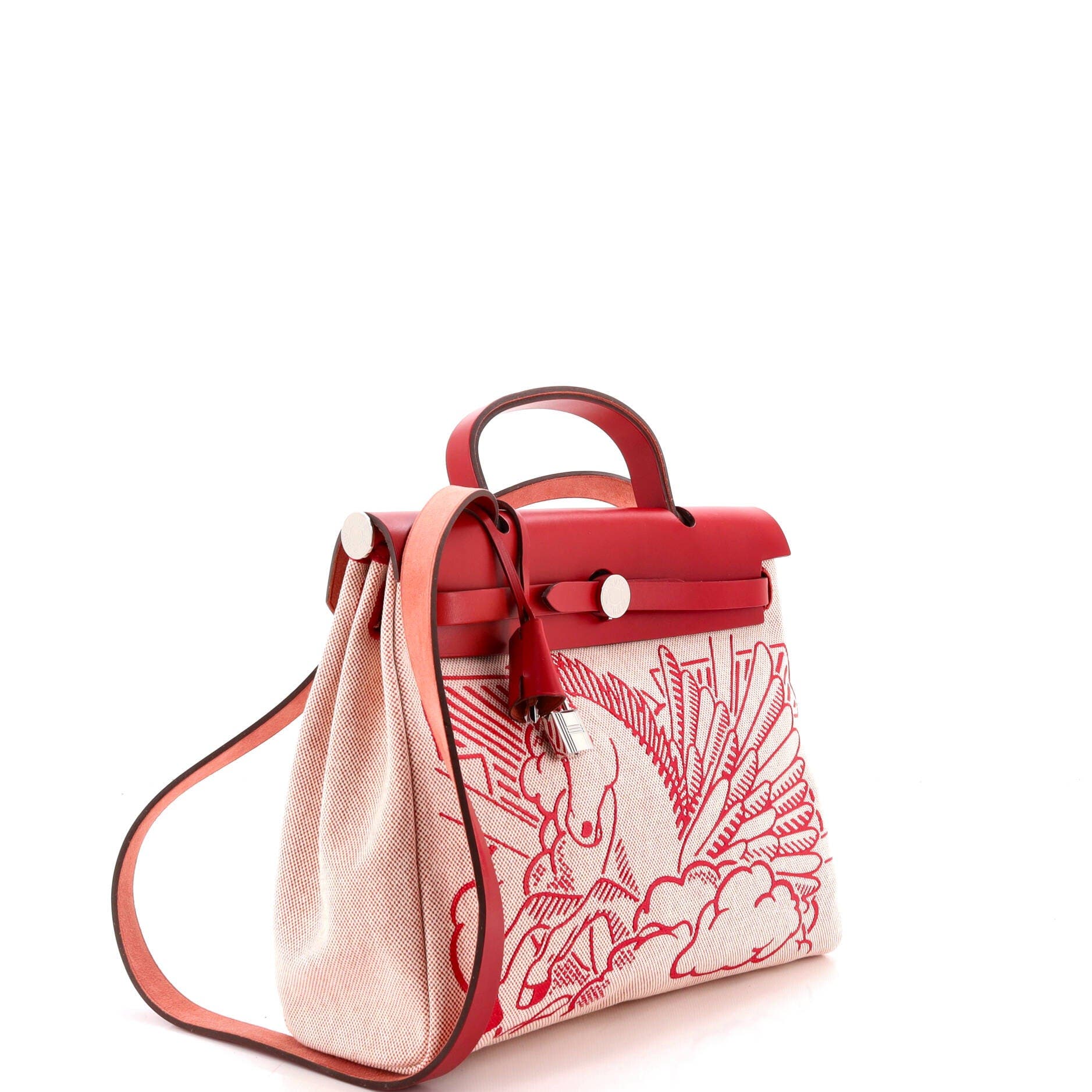 Herbag Zip Pegase Pop Toile and Leather 31, Alternate, color, Red
