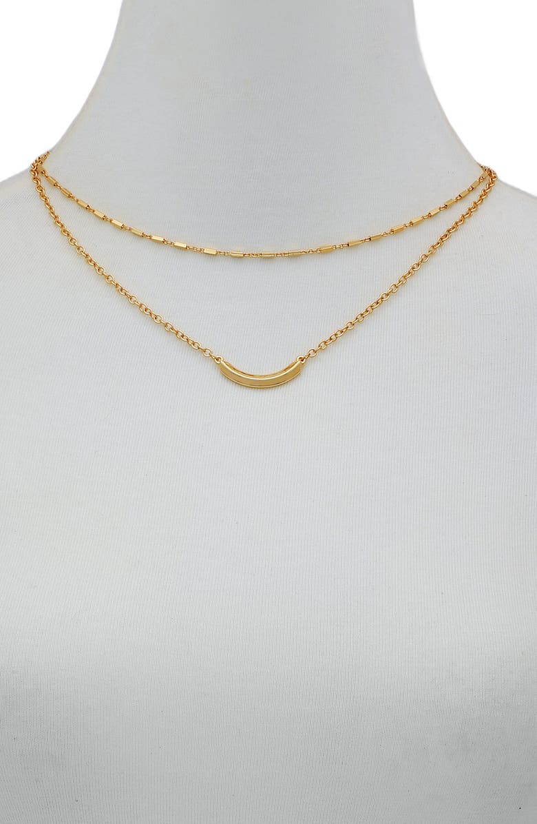Vince Camuto Curved Bar Pendant Layered Necklace, Alternate, color, Gold Tone