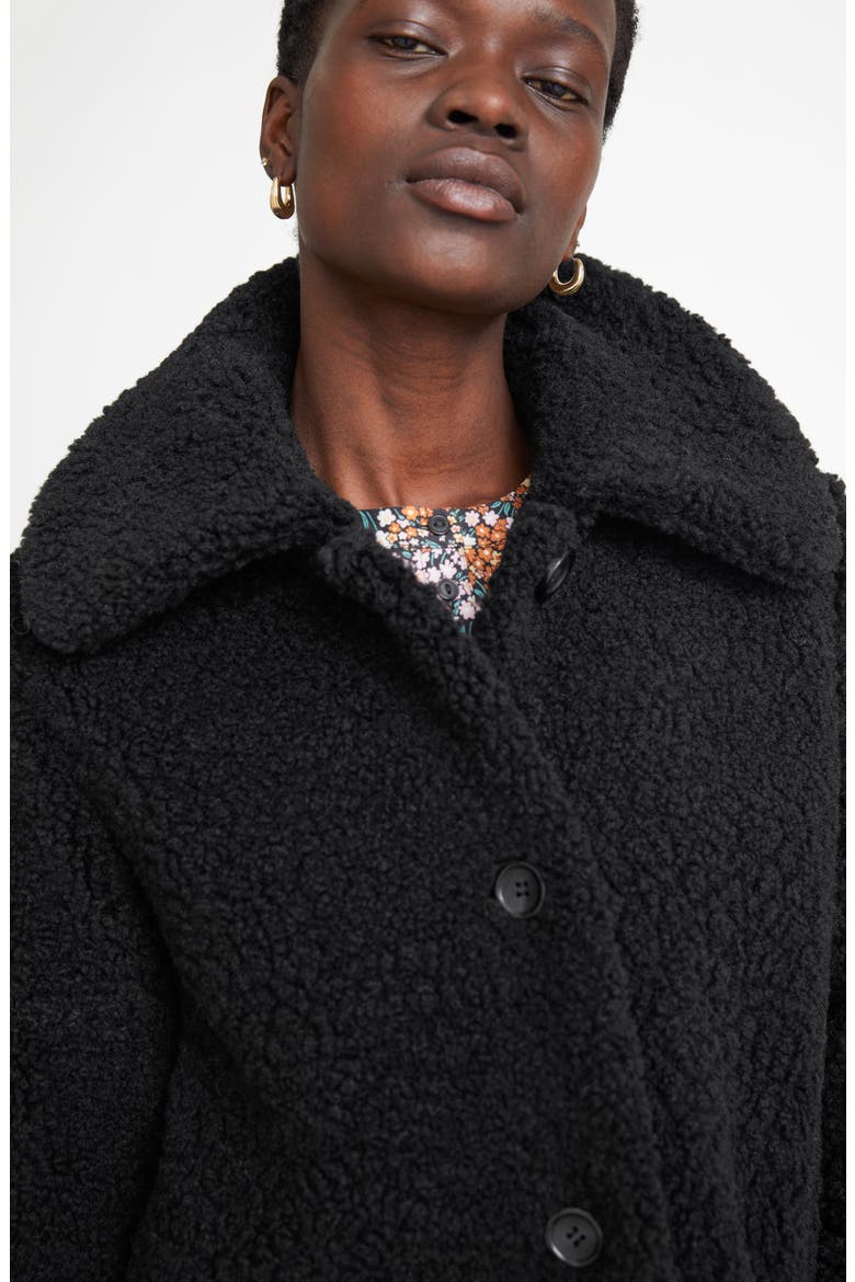 Faux Shearling Coat, Alternate, color, BLACK