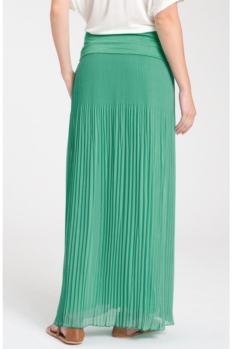 Pleated Maxi Skirt, Alternate, color, JADE