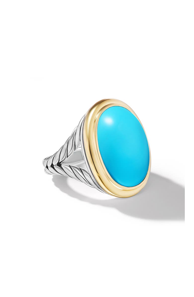 David Yurman Albion Oval Ring, Alternate, color, Silver/ Gold/ Turquoise