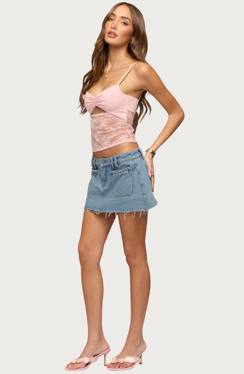 EDIKTED Damarie Sheer Lace Cutout Camisole, Alternate, color, 